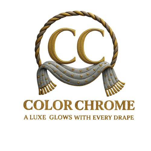 “Color Chrome luxury brand logo with CC monogram and draped fabric design”